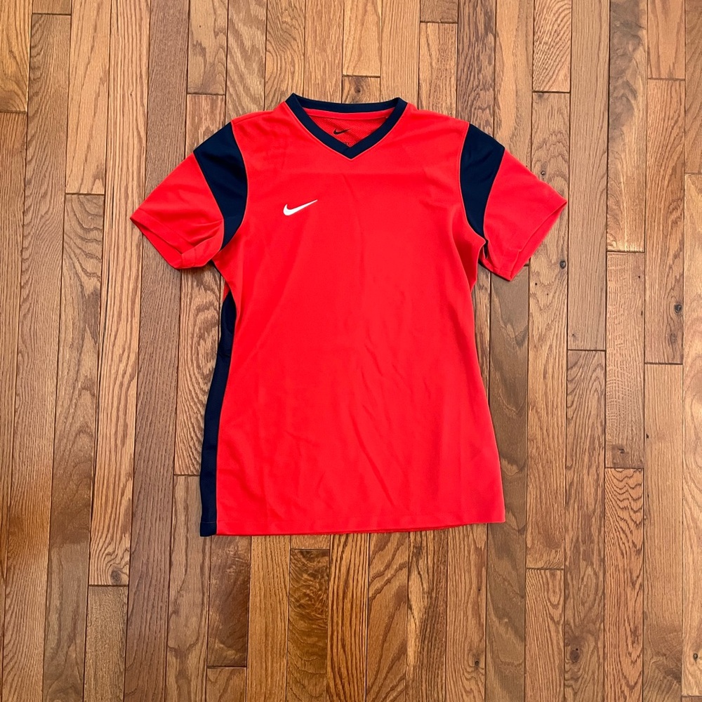 Nike Red and Blue Sports Tee Women Size S